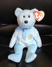 Ty Beanie Babies 8.5-inch DECADE the BEAR (Light Blue Version) NWT 2003 