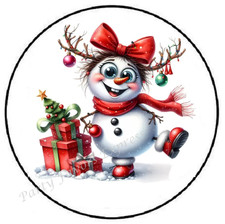 JOLLY SNOWMAN WITH BOW CHRISTMAS ENVELOPE SEALS LABELS STICKERS PARTY FAVORS