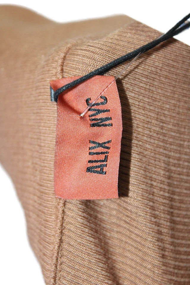 Body acanalado manga corta con cuello marrón claro talla S ALIX NYC para mujer Foto 4 de 4