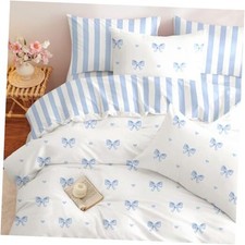 Sedefen Bow Duvet Cover Size Blue Striped On White Queen Blue Bow Striped