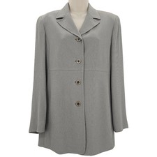 Vintage Renfrew Womans size 6 Longline Blazer Office Wear 4 Button 2 Pocket Gray