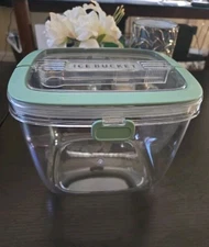 5L Portable Ice Cube Storage Bin, Clear Ice Bucket with Lid & Tong