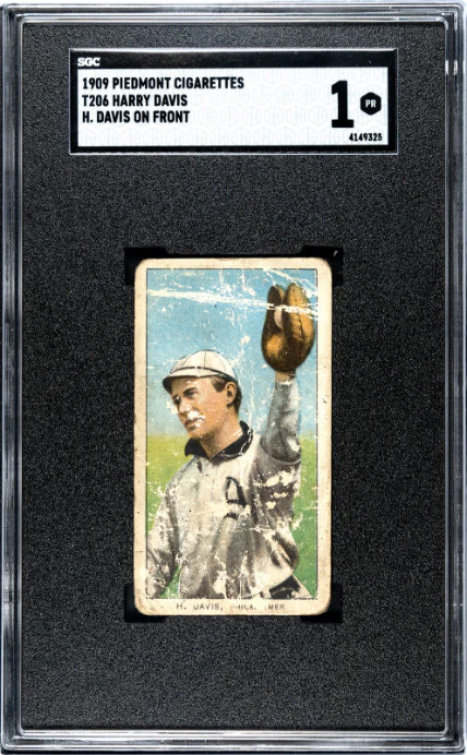 1909 T206 HARRY DAVIS PIEDMONT 150 H. DAVIS FRONT SGC 1 PHILADELPHIA ATHLETICS
