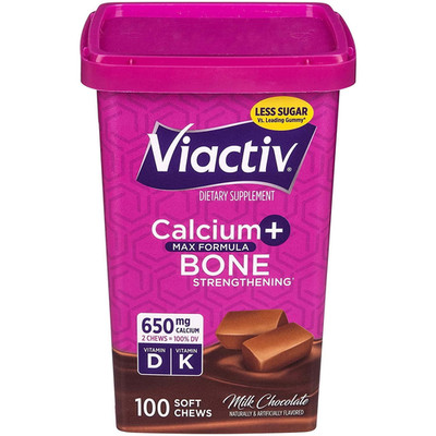 Viactiv Calcium + Vitamin D3 Supplement Soft Chews, Milk Chocolate, Calcium for