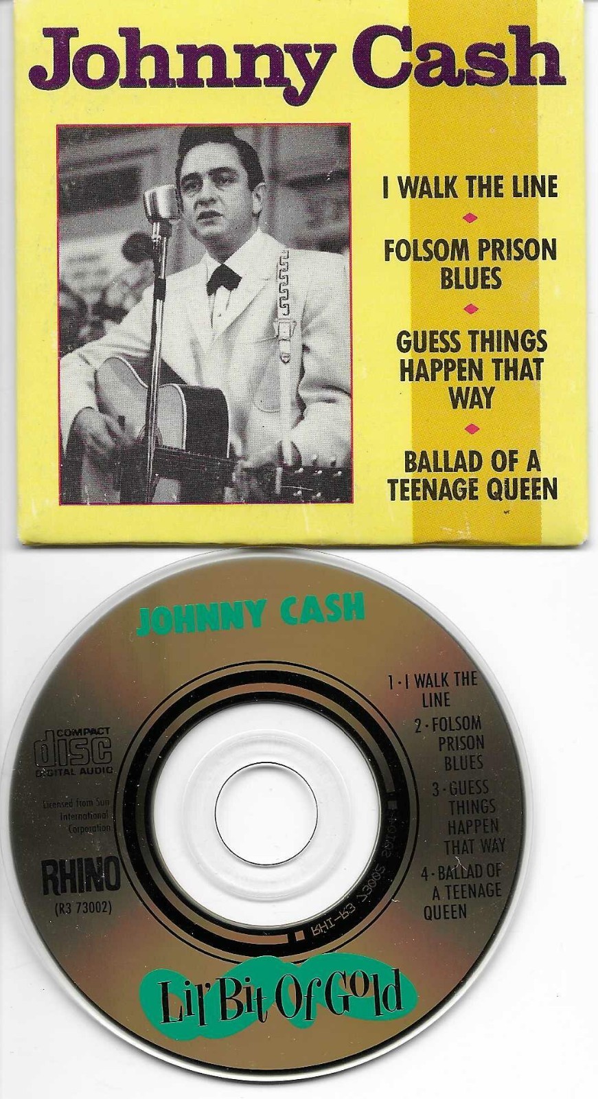JOHNNY CASH 4TRX Lil Bit Gold LIMITED GOLD DISC 1988 MINI 3 INCH CD single CD3