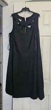 Eliza J Black A-Line Dress Cut-Out Neckline Sleeveless Zipper Knee Length 18W