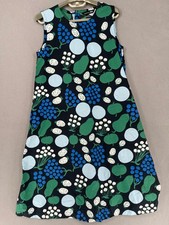 Marimekko Dress Womens Extra Small Black Green Blue Sleeveless Shift Uniqlo