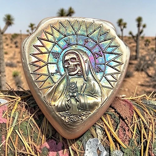 M6 Metals - Santa Muerte - 1 oz .999 Fine Silver Hand Poured Bar w/ COA
