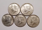 Kennedy Half Dollar, 40 percent silver, lot of 5 coins, $2.50 face value