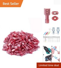 100 Pcs Red Nylon Female Spade Connectors 22-16 AWG Quick Disconnect Wire Ter...
