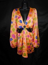 Show Me Your Mumu M Orange Retro Go Out Cut Out Mini Dress Poppin Poppy Hippie