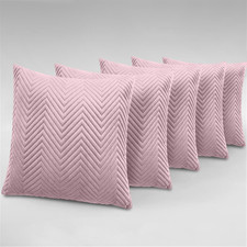 Pack of 4 Stripe Velvet Cushion Covers Decorative 18 x 18 Square Cushions Throw