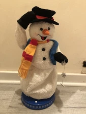 CUSTOM Gemmy Spinning Snowflake Snowman w/ Posable Hat Arm