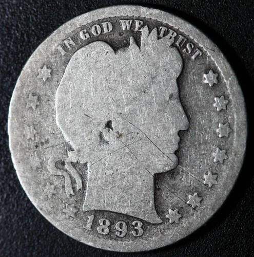 1893-S  LIBERTY HEAD BARBER QUARTER - BETTER DATE!