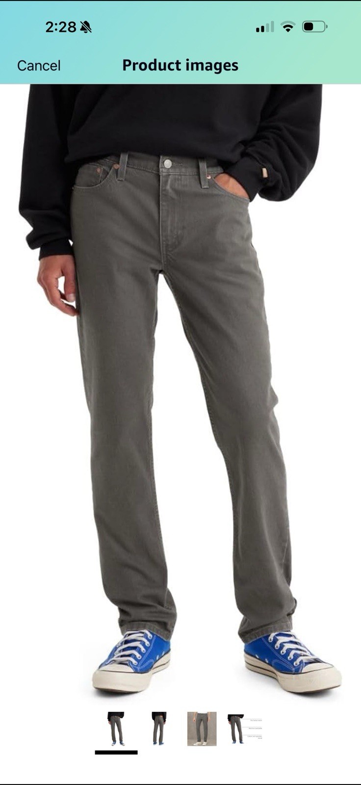 Levi's Gray Straight Leg Denim Jeans Regular Fit 5-Pocket Button Zip thumbnail 2