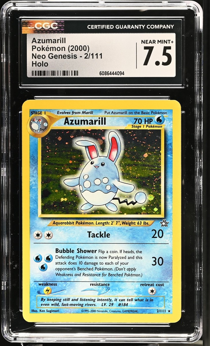 Pokémon GRADED 2000 Azumarill 2/111 Neo Genesis UNLR N7.5 CGC