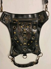 Steampunk Waist Bag Leather Motorcycle Waist Shoulder Bag Satchels Leg Hip Pack