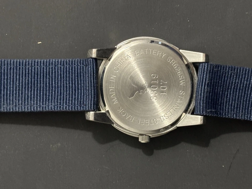 American Eagle Watch Men Silver Tone Blue Slip Thru Nylon Band New Battery 10" - Image 3 of 4