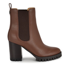 Nine West Kort Lug Sole Chelsea Boots 7 Brown NWOT Ankle Booties Heel Leather