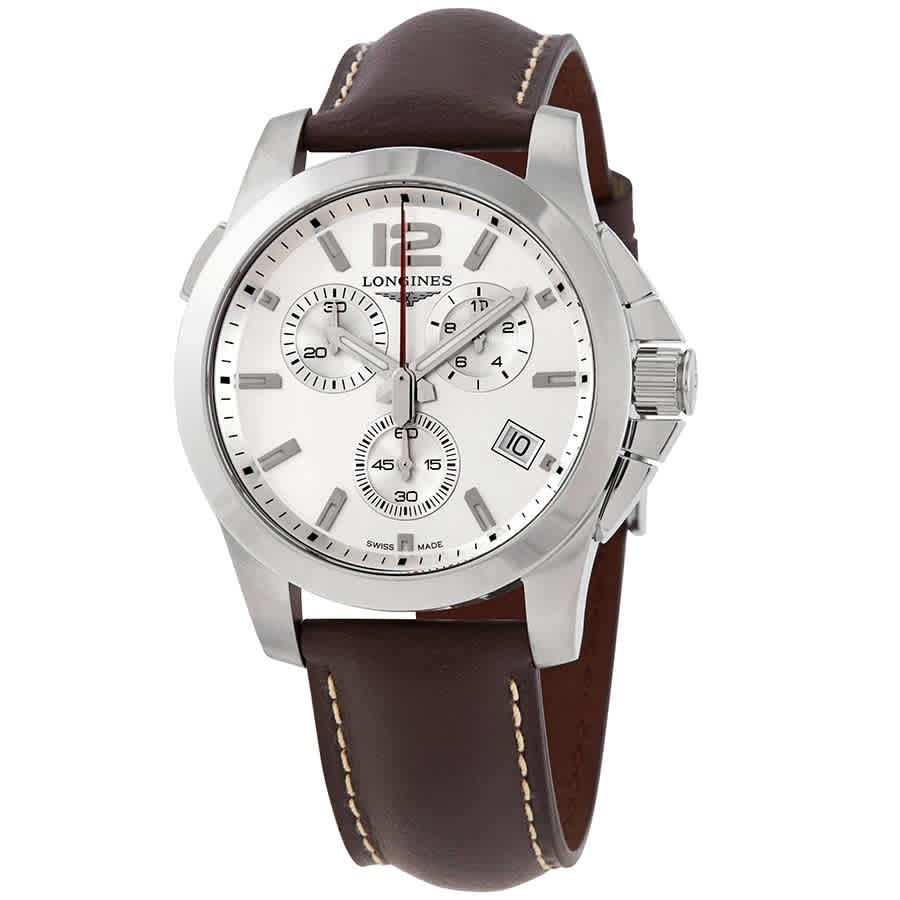 Longines Conquest Chronograph Silver Dial Mens Watch L3.702.4.76.5 Quartz