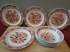 Vintage Ridgway Canterbury Plate & Bowl Set. - 8 PC Set - Made In England