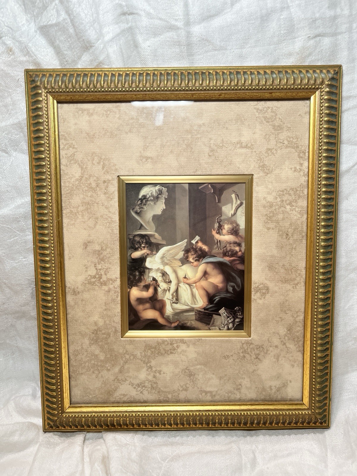 Framed Matted Print of Cherubs Painting Neoclassical Angelic Wall Art