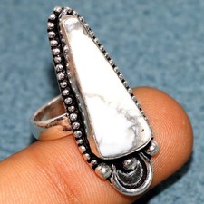 925 Silver Plated Howlite Ring US 6 Festive Jewelry Limited Stock Deal GW
