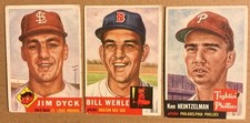 3)  1953 Topps...BILL WERLE, Red Sox, JIM DYCK, Browns, KEN HEINTZELMAN Phillies