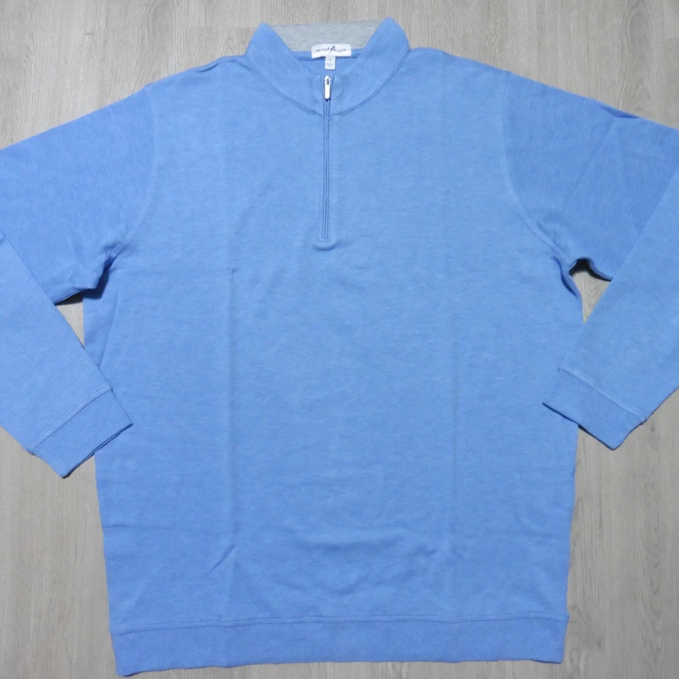 PETER MILLAR Hombres L JERSEY GRANDE CORONA COMODIDAD 1/4 CREMALLERA AZUL GOLF POLO SUÉTER Foto 2 de 4