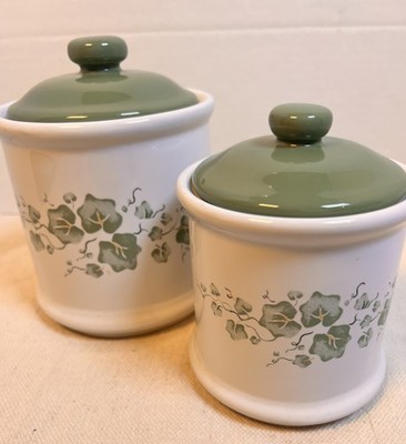 Vintage Corelle Coordinates Callaway Green Ivy Lidded Canister Set READ!