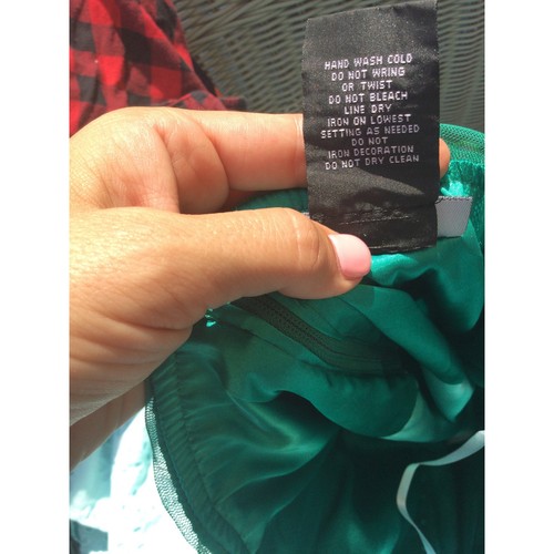 Vintage Womens Mini Dress 9 10 Green Teal Tulle Rhinestone Y2K Prom Dance Fairy - Picture 12 of 12