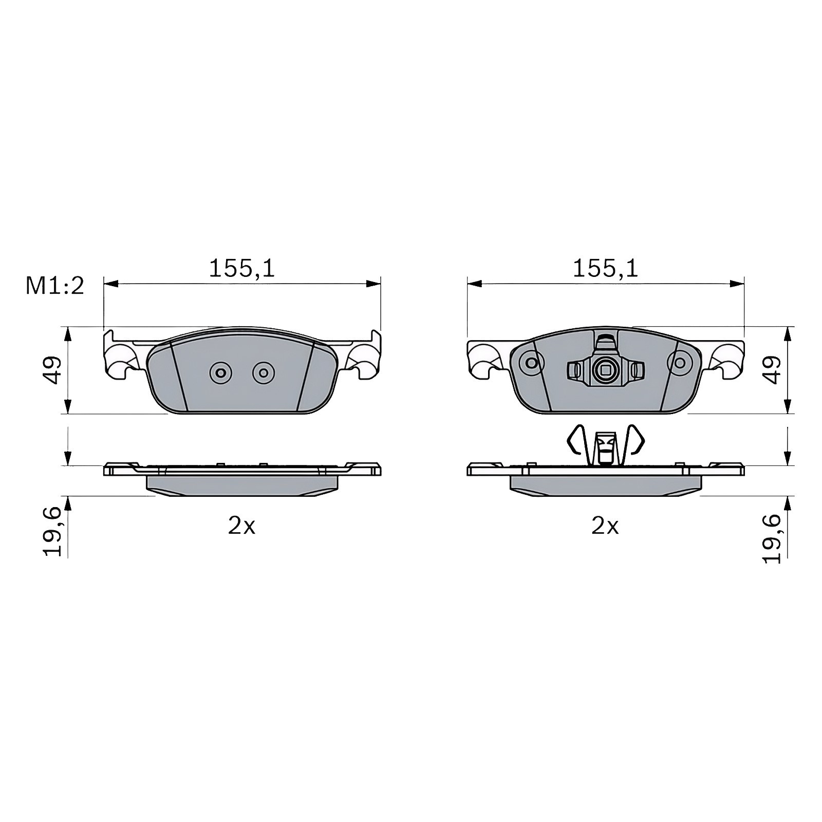 Kit Pastiglie Freno Anteriori Bosch 0986424021 per Renault Clio Iv (bh) Sandero - Miniatura 4