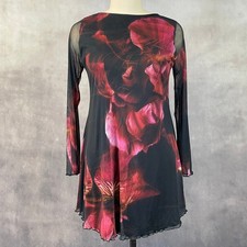 Boohoo Mesh Floral Mini Dress Women Size 16 Sheer Sleeve Grunge Whimsigoth Fairy
