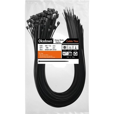 Kabelbinder 500mm Schwarz 100 Stück Nylon UV-Beständig Stark