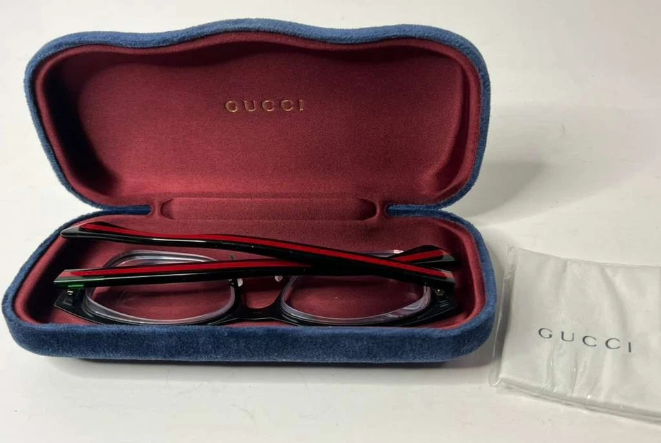 Armações de óculos Gucci – Preto com listras verdes e vermelhas - Imagem 2 de 4