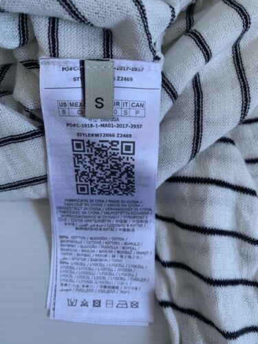 Guess Los Angeles Jumper Womens Sz S White Striped Ruched Logo Lightweight Top - Picture 4 of 12