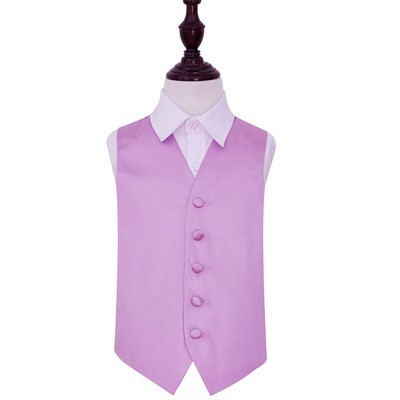 Gilet De Costume Garçon Satin Uni DQT - Pour Mariage, Cérémonie, Boutonnage 5 Boutons, Dos Réglable, Tailles 3-14 Ans