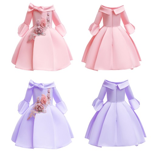 Flower Girls Tutu Dress Kids Princess Wedding Bridesmaid Pageant Party Prom Gown - Picture 12 of 19