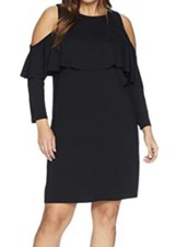 NWOT KARI LYN Womens Plus Size Amy Cold Shoulder Dress Black Size 2