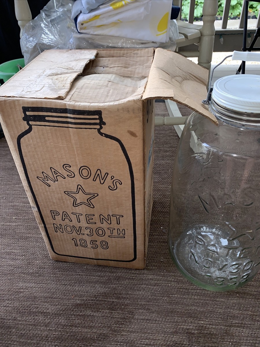 GIANT Pickle Jar With Lid Mason's Patent Nov 30TH 1858~Star~Eagle
