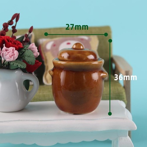 Barattoli vintage in ceramica scala 1:12 casa delle bambole miniatura pentola accessori cucina - Foto 6 di 9