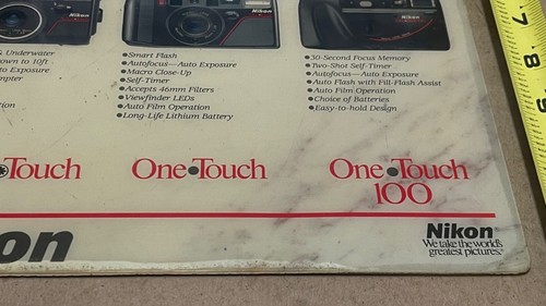 Vintage NIKON TOUCH Camera Photo STORE SIGN Countertop Display Mat Advertisement - Picture 7 of 13