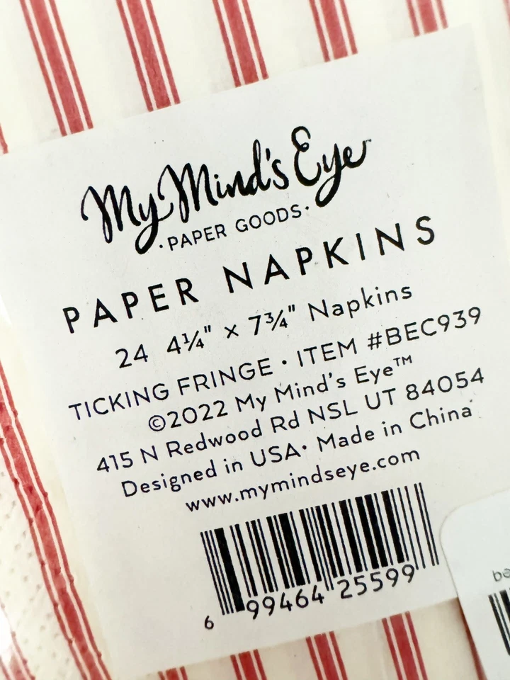 Pack de 2 servilletas de fiesta con flecos a rayas rojas de Navidad de 24 quilates cada una Foto 3 de 3