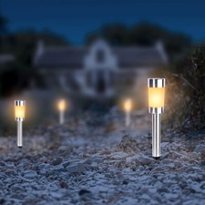 Solar Gartenstecker 6er Set Solarstecker Gehweg-Beleuchtung LED mit Ständer