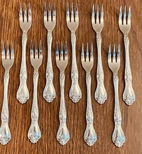 Rogers Co Stanley Roberts Stainless Precious Rose Korea 10- Cocktail Forks 5 5/8