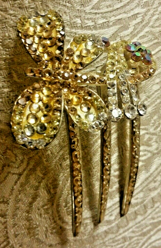 Vintage Rhinestone Metal Butterfly Women Hair Combs Clips Wedding Party Headwear