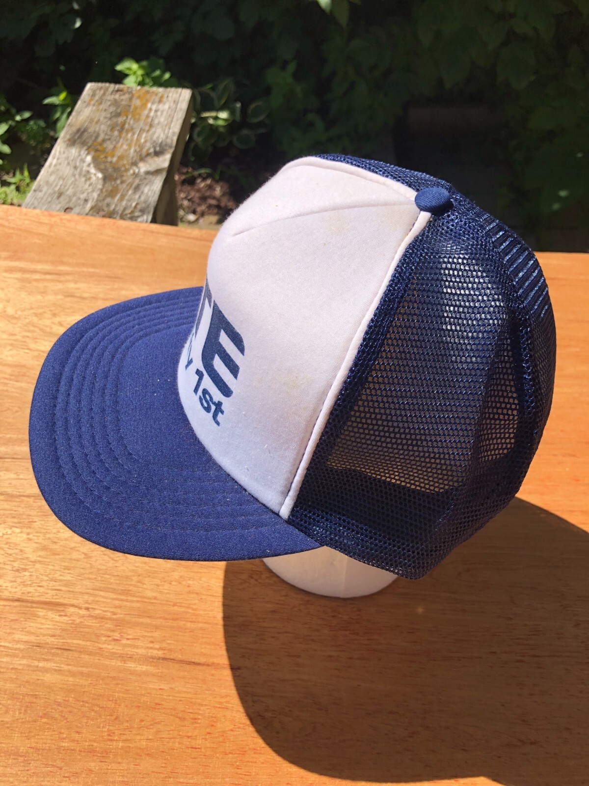 GTE Safety First Snapback Trucker Cap Hat San Sun STAINED AS IS Vintage Cap Hat