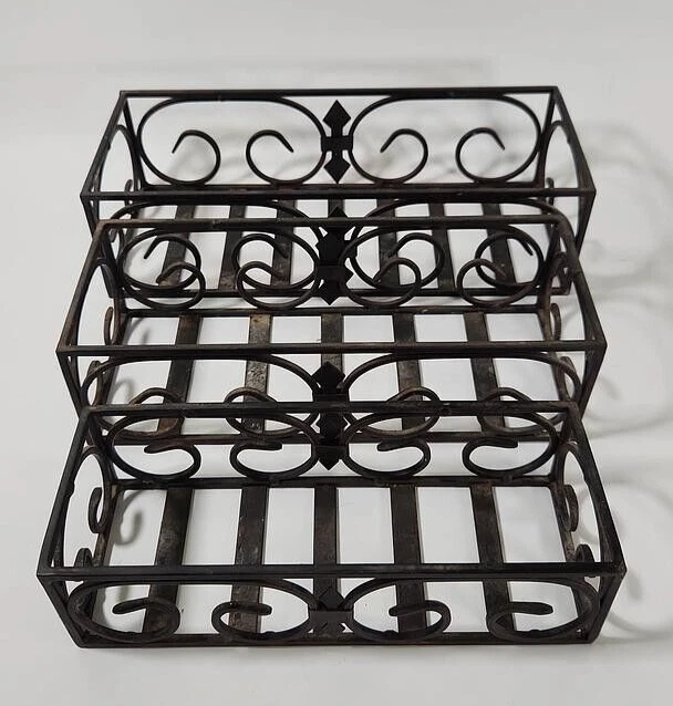 Metal Open Boxes Decorative Swirl Bronze Nesting Rectangular Crates Set of 3 - Image 2 of 4