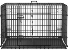 48  Dog Crate with 2 Doors and Pull-out Tray for Large Dog, Black