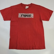 Vtg Nike T-shirt Mosaic Print Textured Red Youth Size XL Made in USA